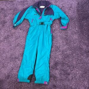 Vintage Columbia Teal and Purple One-Piece Ski Snowsuit